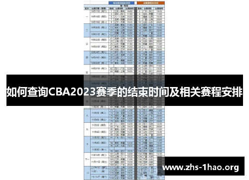 如何查询CBA2023赛季的结束时间及相关赛程安排